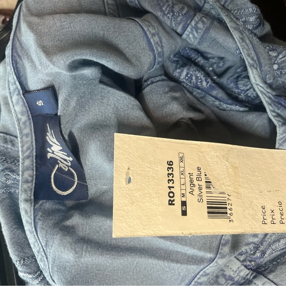 Coline S Viscose embroidered bucket dress Argent Silver Blue Stone Washed Corset - Picture 9 of 10